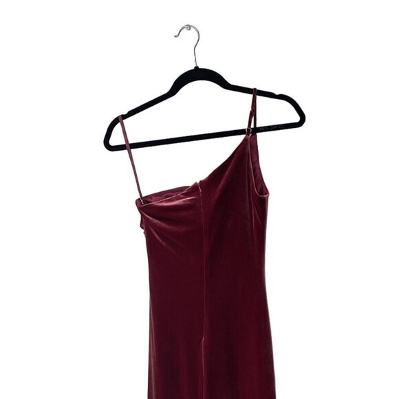 Revelry Bridesmaid Dress Velvet Size 0 Jade Velvet One Shoulder Romantic Rose - Picture 8 of 11